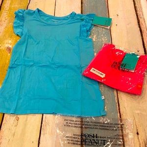 Poshpeanut, Riverview, hot pink, ruffled, cap sleeve, basic T-shirts size 10y